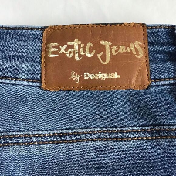 Desigual Straight Leg Distressed Jeans Denim Blue Size 28 - Picture 3 of 15